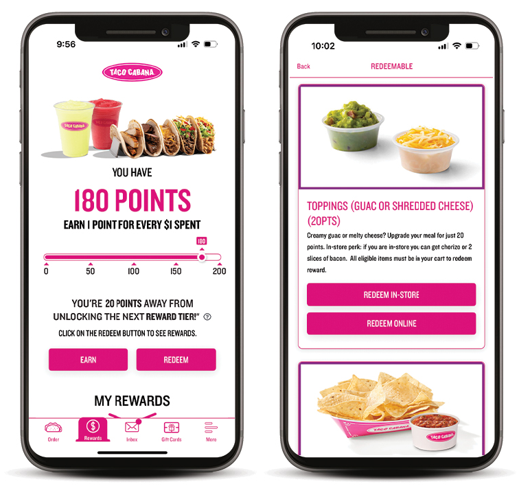 MYTC iPhone Rewards and Redeem pages.